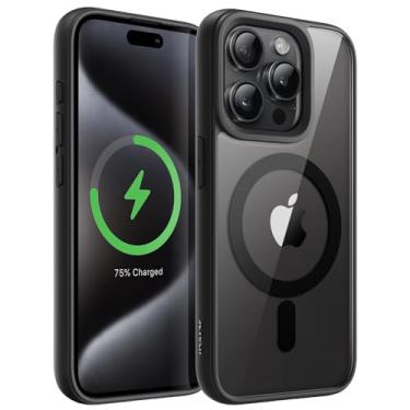 Imagem de JETech Capa Magnética para iPhone 15 Pro Max 6,7 Polegadas Compatível com MagSafe, Case Protetora, Moldura de TPU Fosco, Capinha Parte Traseira Transparente Antiarranhões (Titânio Preto)
