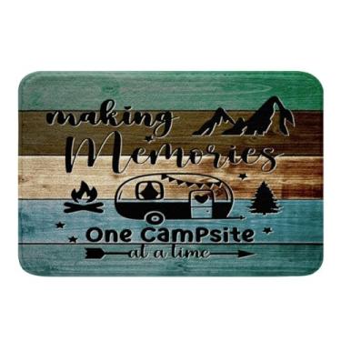 Imagem de Feelyou Tapetes de banheiro infantis 50,8 x 81,3 cm Happy Camping Tapetes de banho para banheiro para meninos meninas adolescentes decorações vintage pranchas de madeira tapetes de banho para