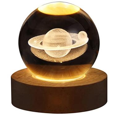 Imagem de TOPINCN Luz de Bola de Cristal 3D, Orb de Madeira Brilhante, Iluminadores de Bola Brilhante, Luz Noturna de Cristal Gravado Com Galáxias Design para Adultos Decoração de Quarto (#3)