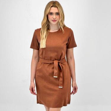 Imagem de Vestido Bana Bana Curto em Suede Manga Curta Feminino-Feminino