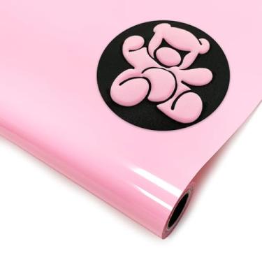 Imagem de DUEUIOE Vinil rosa claro transferência de calor 30,5 cm x 1,8 m, puff Htv para camisetas moletons chapéus textura 3D vinil puff, ideal para projetos de artesanato HTV, vinil de transferência de calor
