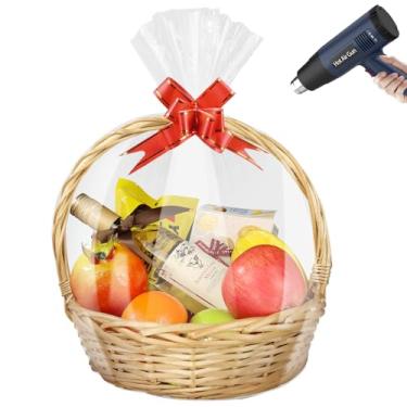 Imagem de Yeumk Pacote com 10 sacos retráteis extragrandes para cestas de presente, sacos de celofane (61 x 81 cm - 10 peças)