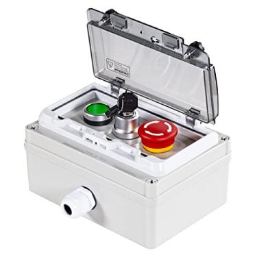 Imagem de QL-LINRUN Caixa De Botão Pressão Ip67 Com Chave Bloqueio Momentâneo Verde, Capa Protetora Parada Emergência E Anti-Operação Incorreta