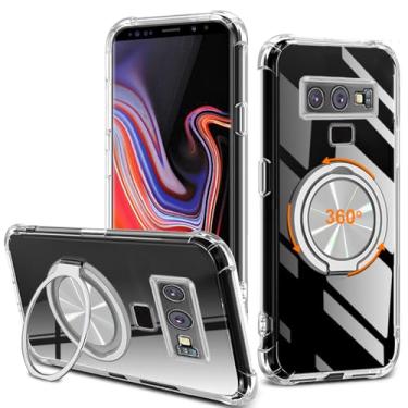 Imagem de Capa de celular compatível com Samsung Galaxy Note 9, suporte giratório de 360° [não amarelo] capa protetora transparente de 4 cantos à prova de choque para Samsung Galaxy Note 9 - transparente