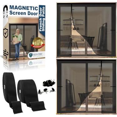 Imagem de Porta de tela magnética reversível de fibra de vidro esquerda/direita para porta deslizante, francesa ou dupla – tela de rede 72 L x 96 h com fechos magnéticos – por Sentry Screens