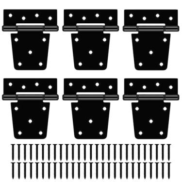 Imagem de TIBEGOLD Dobradiças de portão resistentes de 8,5 cm, dobradiças de porta de celeiro de ferro preto, dobradiça de alça de portão com parafusos extralongos, dobradiças em T para cercas de madeira