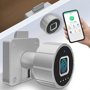 Imagem de Fechadura de armário com impressão digital 22 mm eLinkSmart segurança infantil à prova de bebês biométrica sem chave Bluetooth fechadura de gaveta eletrônica inteligente para móveis armário de