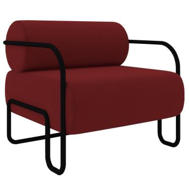 Imagem de Poltrona Decorativa Para Sala Industrial Kira K04 Veludo Vermelho - Mpozenato