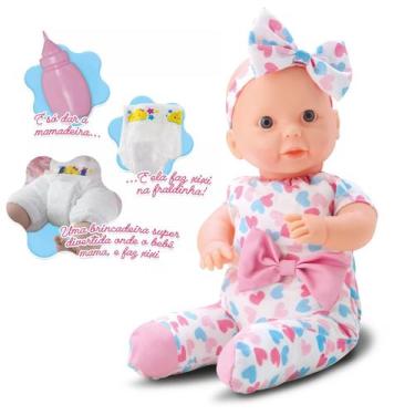 Imagem de Boneca Bebê Micy Faz Xixi De Verdade, C/ Fralda E Mamadeira - Bee Toys