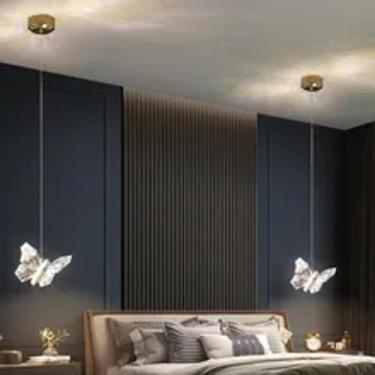 Imagem de kit 3 Luminária Lustre Pendente Led Borboleta Gold Bivolt Moderno 5w -