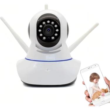 Imagem de Câmera De Segurança Ip Babá Eletrônica 1080p Full Hd Robô Wifi 3 Antenas Microfone Áudio Visão Noturna 360º microfone áudio App Y o o s e e