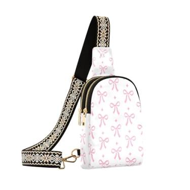 Imagem de NCRJCZQL Bolsa tiracolo feminina de couro, bolsa de ombro, pochete pequena para caminhadas, viagens, Laços, One Size