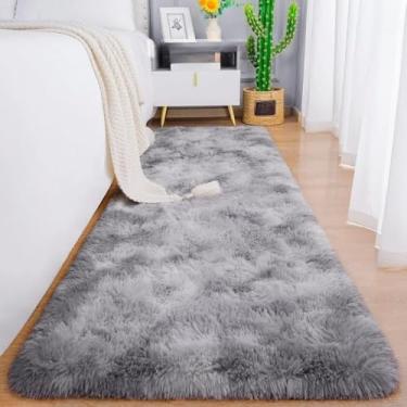 Imagem de Tapete Passadeira 1,00 x 0,60 Antiderrapante Corredor Quarto Sala Felpudo Peludo(Cinza mesclado)