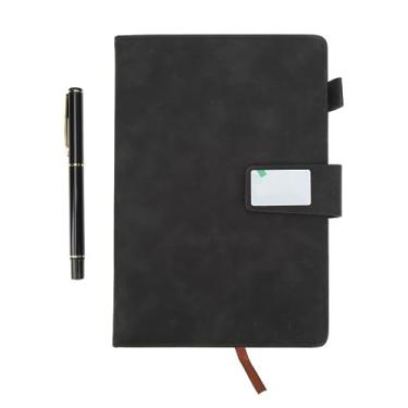 Imagem de Caderno de Capa de Couro PU A5 Com Marcador de Fita e Caneta, Suavização de Escrita, Páginas Pautadas, Ideal para Escritório, Viagens (Caderno Preto com Caixa)