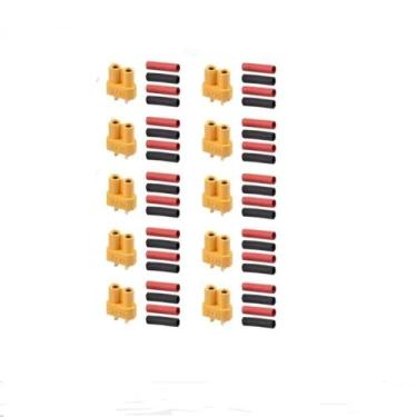 Imagem de Conectores De Bateria XT30 Banhados a Ouro 10 20 Pares Com Tubo Termor