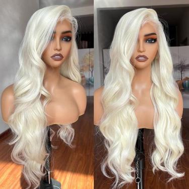 Imagem de Peruca frontal de renda LuxeMelan 613 Platinum Blonde 66 cm Body Wave