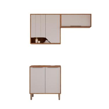 Imagem de Kit Armário Cozinha Compacta Celeste 160cm 5 Portas e Balcão