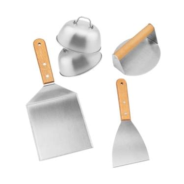 Imagem de Ｂｅｓｇａ Conjunto de acessórios para grelha, espátula para churrasco, espátula para hambúrguer, para churrasco e acampamento, 5 Peças