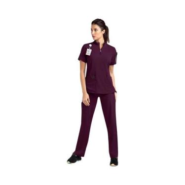 Imagem de Blusa Casual Feminina De Manga Curta Para Enfermeiras Com Zíper E Gola