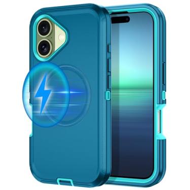 Imagem de I-HONVA Capa para iPhone 17 [compatível com MagSafe] à prova de choque com 3 camadas de proteção total [sem protetor de tela] Capa resistente para Apple iPhone 17 de 6,3 polegadas 2025, turquesa