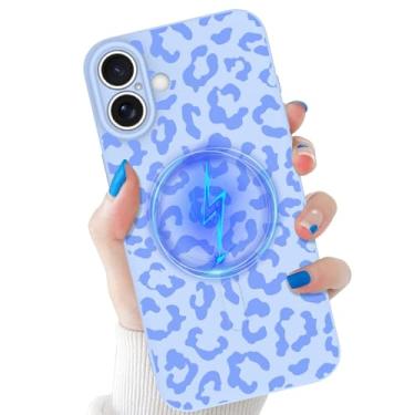 Imagem de tharlet Capa compatível com iPhone 17 Cheetah, compatível com MagSafe, TPU macio à prova de choque, antiarranhões, estampa de guepardo, para iPhone 17 de 6,3 polegadas, leopardo azul