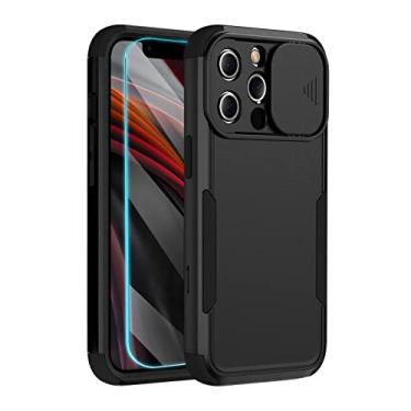 Imagem de THMEIRA Capa de proteção resistente para iPhone 13 Pro Max com capa deslizante para câmera, capa de carregamento sem fio compatível com Apple iPhone 13 Pro Max de 6,7 polegadas, preta