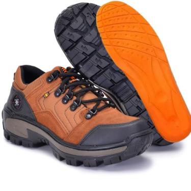 Imagem de Tênis Coturno Cano Baixo Masculino Tratorado Outdoor De Couro Legítimo Costura Reforçada (Caramelo, BR, Adulto, Numérico, 43)