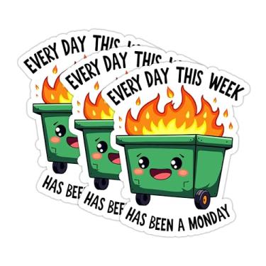 Imagem de Conjunto de 3 peças "Every Day This Week Has Been A Monday", adesivo de saúde mental, conscientização mental, sobrecarregado, cansado, impermeável, 5 cm, vinil cortado para garrafa de água, laptop