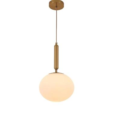 Imagem de Pendente de Vidro Branco e Dourado, 23cm, Paris Luz