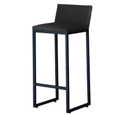 Imagem de Banqueta Alta Dani Reforçada Decorativa Balcão Bancada Cozinha Bar Base Preta Courino