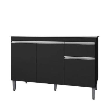 Imagem de Balcão Gabinete P/pia S/tampo 120cm Tatiane - Ajl Móveis Cor Preto - A