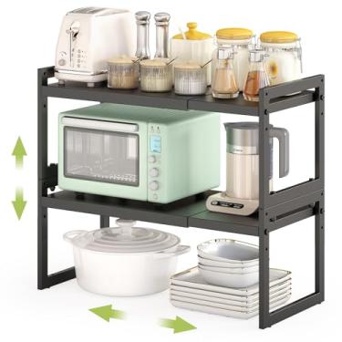 Imagem de DOLALIKE Organizador expansível de bancada de cozinha, organizadores de prateleira de armário empilháveis, armazenamento de despensa para armazenamento de despensa para banheiro e escritório (preto,