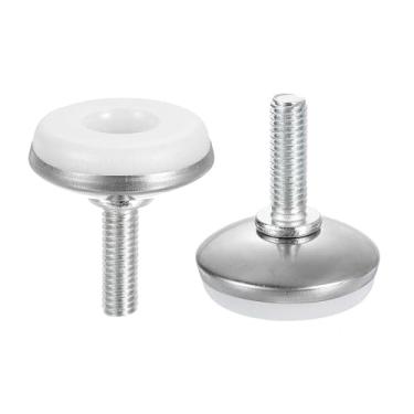 Imagem de DTGN M6 x 20 x 28 mm (DxLxOD) Pés niveladores deslizantes para móveis - Pacote com 16 - Bom para móveis - Niveladores de móveis com rosca ajustável - Prata