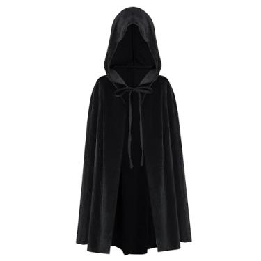 Imagem de Bskifnn Hooded Cloak Vampire Costume Witch Costume for Man and Women Witch Cloak for Halloween, Cosplay, Role Play 27.5Inch (Black, 35.5Inch)