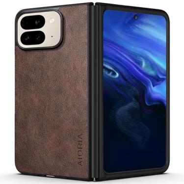 Imagem de Capa dobrável para Google Pixel 10 Pro, capa de telefone de couro premium design retrô capa protetora completa 5G (café, para Pixel 10 Pro Fold)
