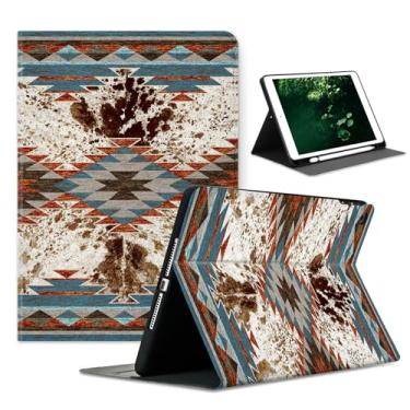 Imagem de Compatível com iPad 9ª geração (2021)/8ª geração (2020)/7ª geração (2019) 10,2 polegadas com suporte para lápis, capa protetora automática para despertar/dormir, estampa boho cowboy country
