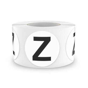 Imagem de FINDAT Adesivos redondos com letra Z, círculo de vinil, letras maiúsculas, letras maiúsculas, etiquetas autoadesivas, removíveis, à prova d'água, pontos para inventário de escritório doméstico, 500