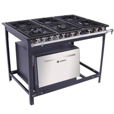 Imagem de Fogão Industrial Venâncio 6 Bocas 3 Duplas a Gás Baixa Pressão Extra Com Forno E6D3F
