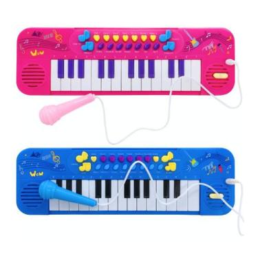 Imagem de Brinquedo Infantil Kit Teclado Piano Musical Microfone Educativo Inter