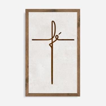 Imagem de Quadro Rústico Fé com Moldura em Madeira Pinus e Pintura Esmalte - Ark