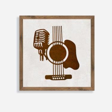 Imagem de Quadro Rústico para Violão e Microfone - Artesanal - Arks Presentes