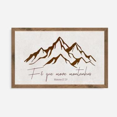 Imagem de Quadro Rústico Fé que Move Montanhas - Artesanato em Madeira - Arks Pr
