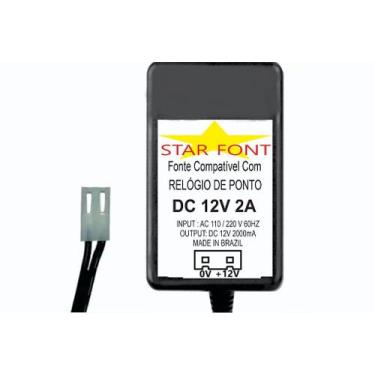 Imagem de Fonte DC 12V 2A 2 Vias para Relógio de Ponto RB-512 Dimep D15719286 - 