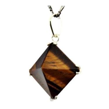 Imagem de Colar Pirâmide Pedra Olho de Tigre na Garra em Prata 950 - Acessório E