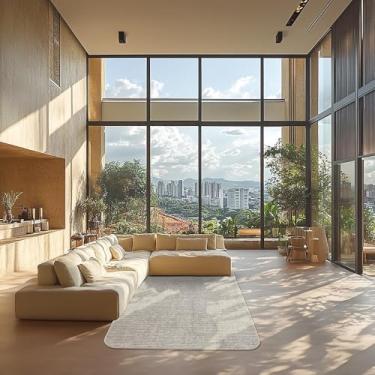 Imagem de Tapetes São Carlos – Tapete Mariana Orgânico Prata Cantos | Design Listrado, Toque Macio, Proteção Antiácaro e UV, Estilo Moderno para Salas