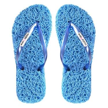 Imagem de Chinelo Casual Conforto ideal para quem sofre com Fascite Plantar, esporão de calcâneo, Hiperidrose Plantar e Neuroma de Morton, sensação de estar pisando em um tapete leve e macio e ainda massageia seus pés. (Azul, BR, Adulto, Faixa Numérico, 33, 34)