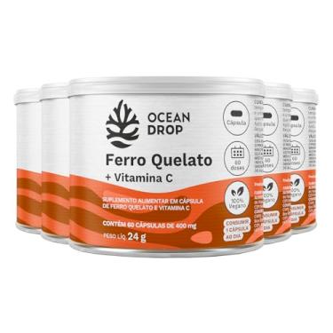 Imagem de Kit 5 Ferro Quelato + Vitamina C Ocean Drop 60 Cápsulas