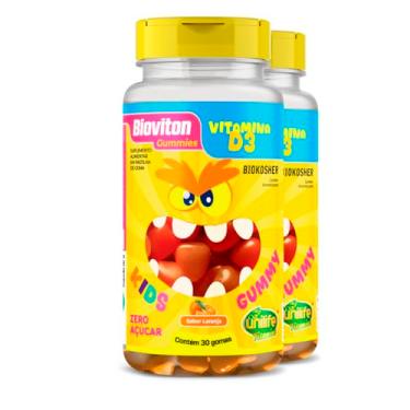 Imagem de Kit 2 Gummy Kids Vitamina D3 Unilife 30 gomas Laranja