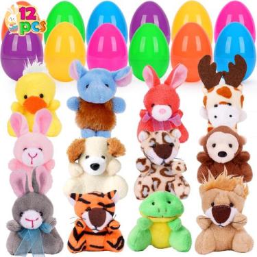 Imagem de Pacote de 12 ovos de Páscoa pré-recheados KAFKA com pelúcia animal par
