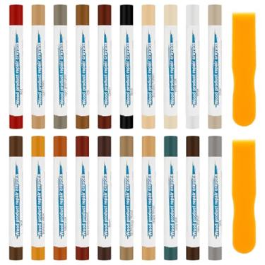 Imagem de Kit de reparo de 22 peças, marcador de giz de cera de madeira de cores sortidas com raspador para mesa de armário de chão (22 peças, multicoloridas)